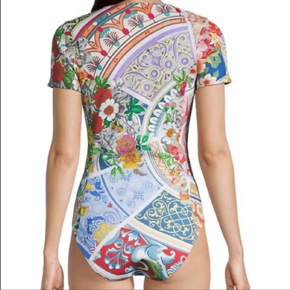 Johnny Was Boho Neoprene Zip Up Swimsuit One Piece XL - Picture 2 of 5